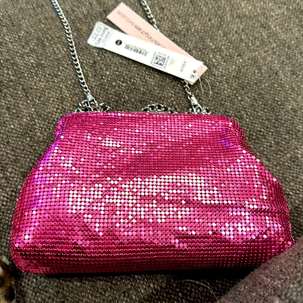 Aqua Hot pink evening purse. New with price tags attached.